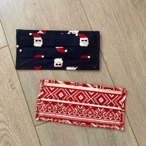 🆕 Old Navy Set 2 red blue Santa holiday 2-layer face mask
